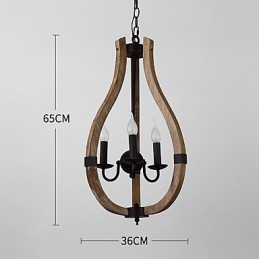 Lampadario in legno e bambù in stile mini con tre luci vintage, lampada a sospensione decorativa