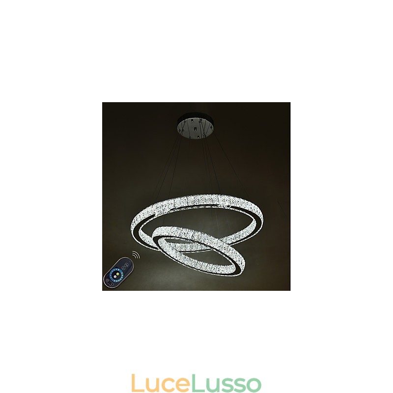 Lampadario di cristallo per interni, moderno, a sospensione, da soffitto, dimmerabile, con telecomando