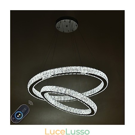 Lampadario di cristallo per interni, moderno, a sospensione, da soffitto, dimmerabile, con telecomando Lampadario di cristallo per interni, moderno, a sospensione, da soffitto, dimmerabile, con telecomando