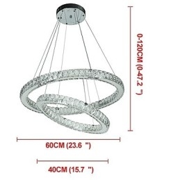 Lampadario di cristallo per interni, moderno, a sospensione, da soffitto, dimmerabile, con telecomando