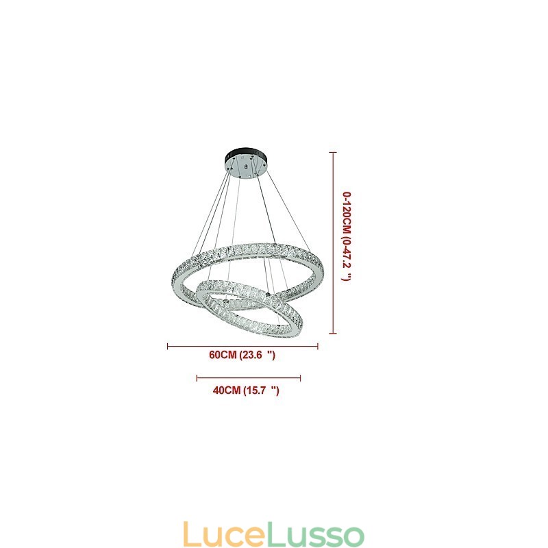 Lampadario di cristallo per interni, moderno, a sospensione, da soffitto, dimmerabile, con telecomando