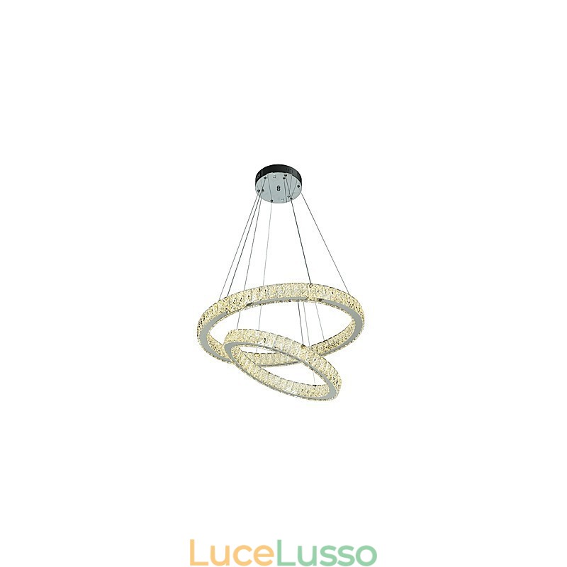 Lampadario di cristallo per interni, moderno, a sospensione, da soffitto, dimmerabile, con telecomando