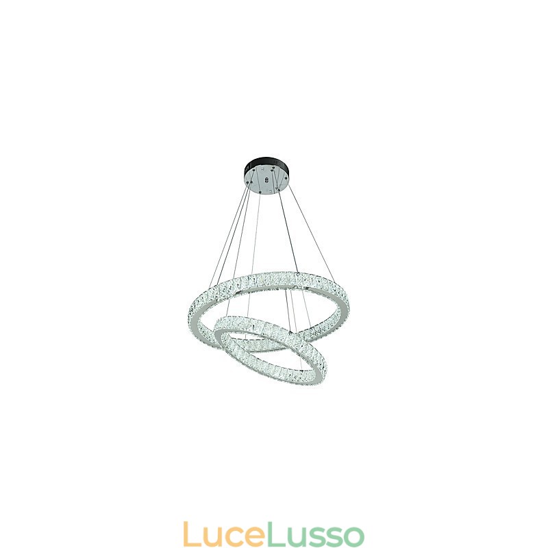 Lampadario di cristallo per interni, moderno, a sospensione, da soffitto, dimmerabile, con telecomando