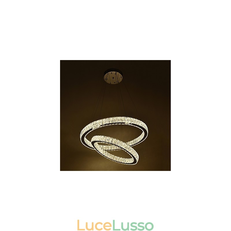 Lampadario di cristallo per interni, moderno, a sospensione, da soffitto, dimmerabile, con telecomando