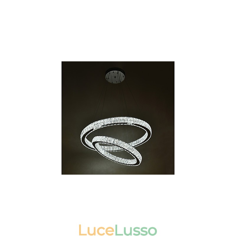 Lampadario di cristallo per interni, moderno, a sospensione, da soffitto, dimmerabile, con telecomando