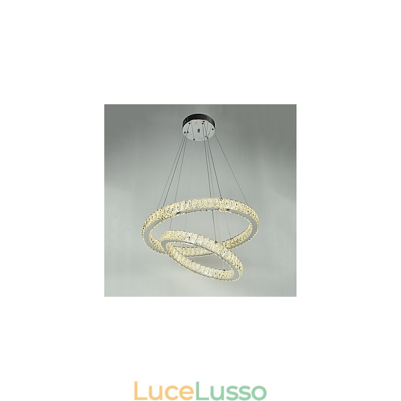 Lampadario di cristallo per interni, moderno, a sospensione, da soffitto, dimmerabile, con telecomando