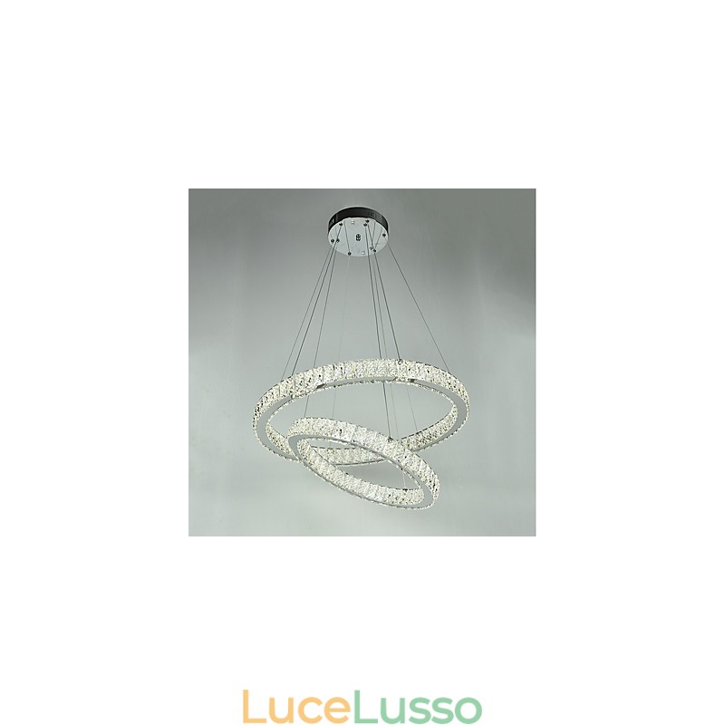 Lampadario di cristallo per interni, moderno, a sospensione, da soffitto, dimmerabile, con telecomando
