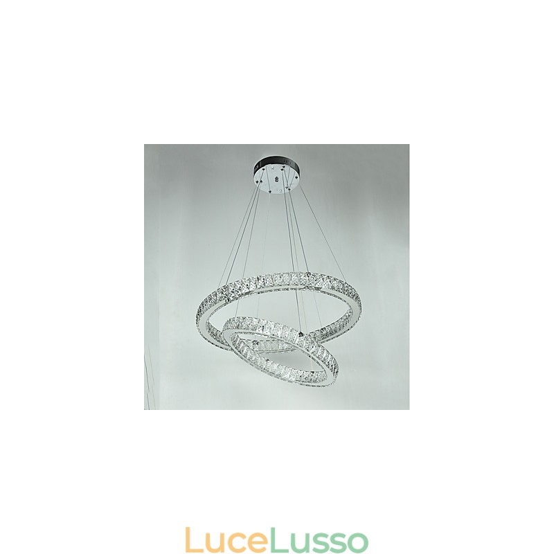 Lampadario di cristallo per interni, moderno, a sospensione, da soffitto, dimmerabile, con telecomando