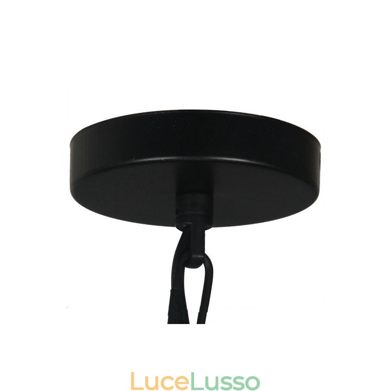 Lampada a sospensione vintage in metallo con paralume in vetro