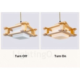 1 lampada a sospensione moderna in stile nordico contemporaneo in legno chiaro con paralume in vetro