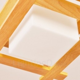 1 lampada a sospensione moderna in stile nordico contemporaneo in legno chiaro con paralume in vetro