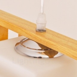 Lampada a sospensione moderna in stile nordico contemporaneo in legno chiaro con paralume in vetro