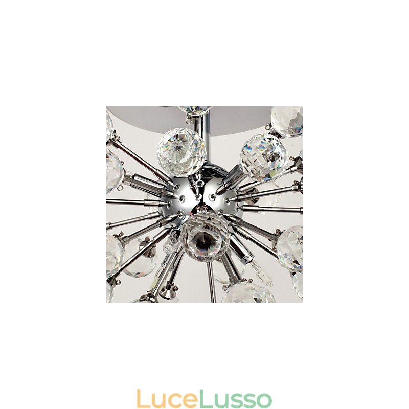 Lampadario moderno contemporaneo in cristallo stile mini in metallo cromato a filo