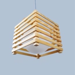 1 lampada a sospensione moderna in stile nordico contemporaneo in legno chiaro con paralume in vetro