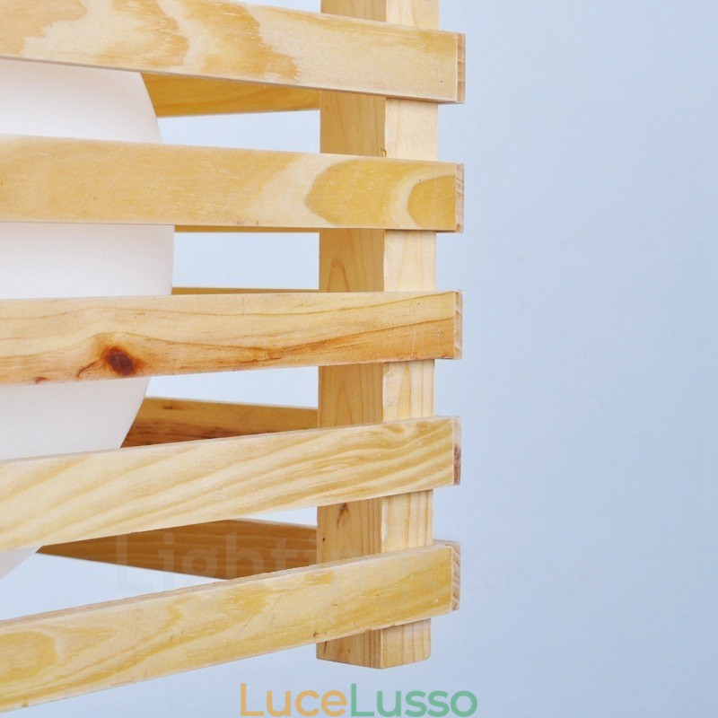 1 lampada a sospensione moderna in stile nordico contemporaneo in legno chiaro con paralume in vetro