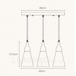 Lampada a sospensione moderna contemporanea in legno a 3 luci con paralume in tessuto