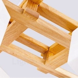 Lampada a sospensione moderna in stile nordico contemporaneo in legno chiaro con paralume in vetro