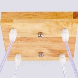 Lampada a sospensione moderna in stile nordico contemporaneo in legno chiaro con paralume in vetro