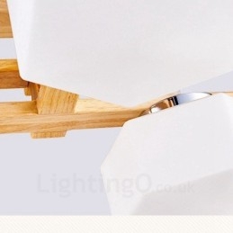Lampada a sospensione moderna in stile nordico contemporaneo in legno chiaro con paralume in vetro