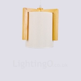 1 lampada a sospensione moderna in stile nordico contemporaneo in legno chiaro con paralume in tessuto