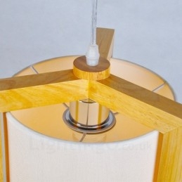 1 lampada a sospensione moderna in stile nordico contemporaneo in legno chiaro con paralume in tessuto