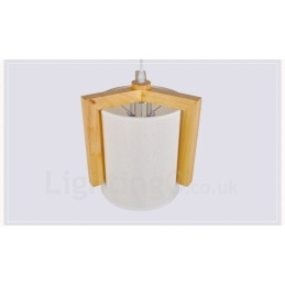 1 lampada a sospensione moderna in stile nordico contemporaneo in legno chiaro con paralume in tessuto