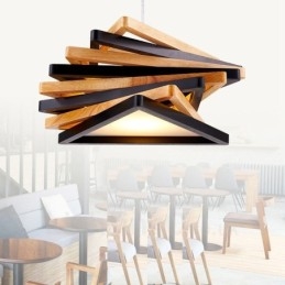 1 lampada a sospensione moderna e contemporanea in legno chiaro con paralume in legno