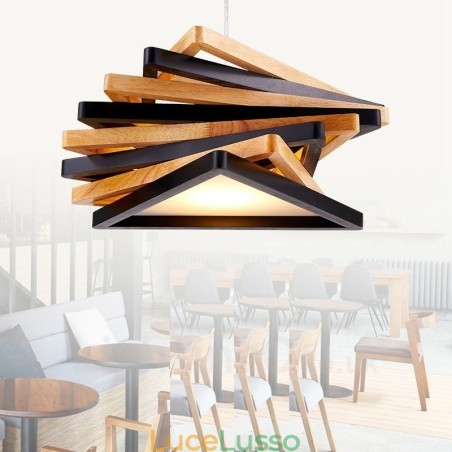 1 lampada a sospensione moderna e contemporanea in legno chiaro con paralume in legno 1 lampada a sospensione moderna e contemporanea in legno chiaro con paralume in legno