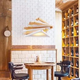 1 lampada a sospensione moderna e contemporanea in legno chiaro con paralume in legno