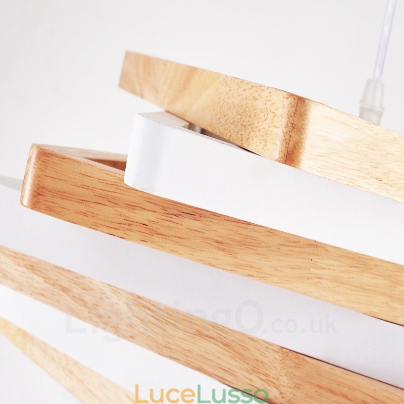 1 lampada a sospensione moderna e contemporanea in legno chiaro con paralume in legno