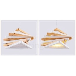 1 lampada a sospensione moderna e contemporanea in legno chiaro con paralume in legno
