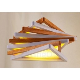 1 lampada a sospensione moderna e contemporanea in legno chiaro con paralume in legno