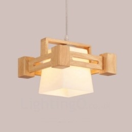 1 lampada a sospensione moderna in stile nordico contemporaneo in legno chiaro con paralume in tessuto