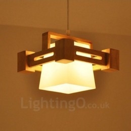 1 lampada a sospensione moderna in stile nordico contemporaneo in legno chiaro con paralume in tessuto