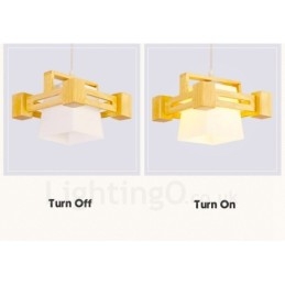 1 lampada a sospensione moderna in stile nordico contemporaneo in legno chiaro con paralume in tessuto