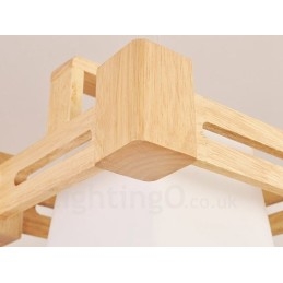 1 lampada a sospensione moderna in stile nordico contemporaneo in legno chiaro con paralume in tessuto