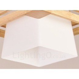 1 lampada a sospensione moderna in stile nordico contemporaneo in legno chiaro con paralume in tessuto