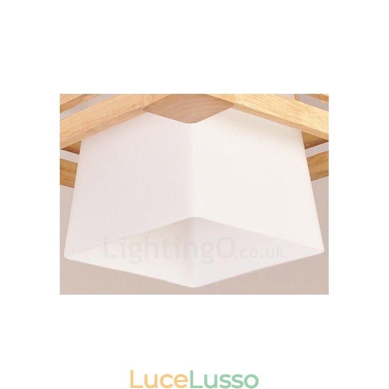 1 lampada a sospensione moderna in stile nordico contemporaneo in legno chiaro con paralume in tessuto