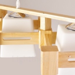 Lampada a sospensione moderna in stile nordico contemporaneo in legno chiaro con paralume in tessuto