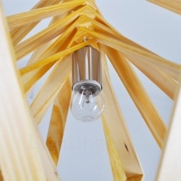 1 lampada a sospensione moderna in stile nordico contemporaneo in legno chiaro con paralume in legno