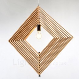 1 lampada a sospensione moderna in stile nordico contemporaneo in legno chiaro con paralume in legno
