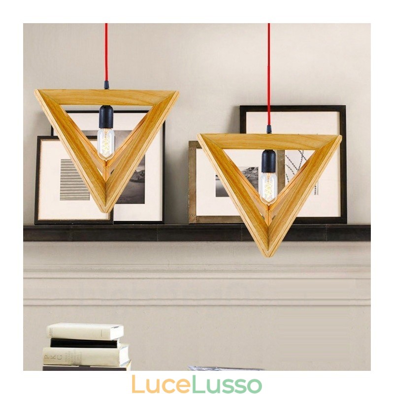 1 lampada a sospensione moderna e contemporanea in legno chiaro con paralume in legno