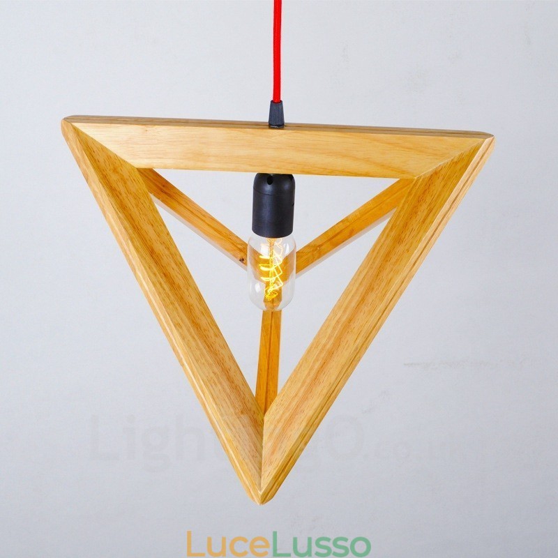 1 lampada a sospensione moderna e contemporanea in legno chiaro con paralume in legno