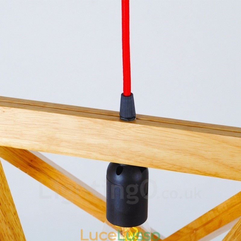 1 lampada a sospensione moderna e contemporanea in legno chiaro con paralume in legno