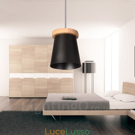 1 lampada a sospensione moderna in stile nordico contemporaneo in legno chiaro con paralume in ferro 1 lampada a sospensione moderna in stile nordico contemporaneo in legno chiaro con paralume in ferro