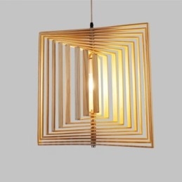 1 lampada a sospensione moderna in stile nordico contemporaneo in legno chiaro con paralume in legno