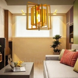 1 lampada a sospensione moderna in stile nordico contemporaneo in legno chiaro con paralume in legno
