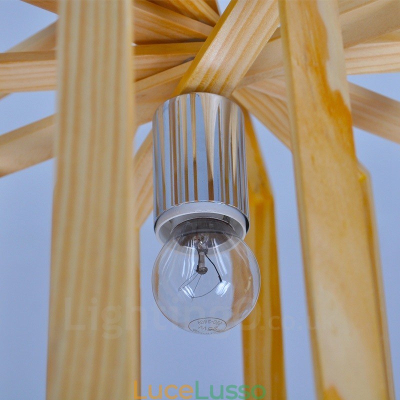 1 lampada a sospensione moderna in stile nordico contemporaneo in legno chiaro con paralume in legno