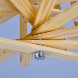1 lampada a sospensione moderna in stile nordico contemporaneo in legno chiaro con paralume in legno