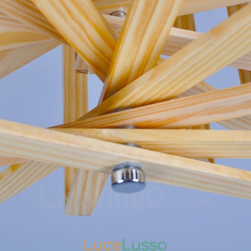 1 lampada a sospensione moderna in stile nordico contemporaneo in legno chiaro con paralume in legno